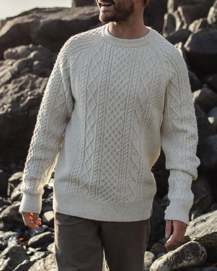 Passenger Tops Sandbar Cable Knitted Jumper Off White Off White 8211 Men