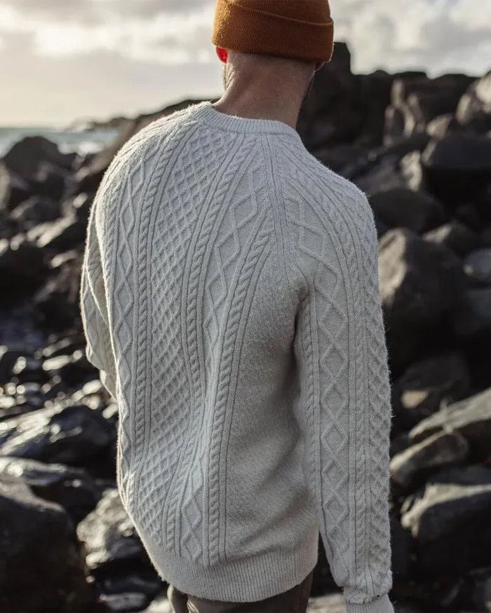 Passenger Tops Sandbar Cable Knitted Jumper Off White Off White 8211 Men