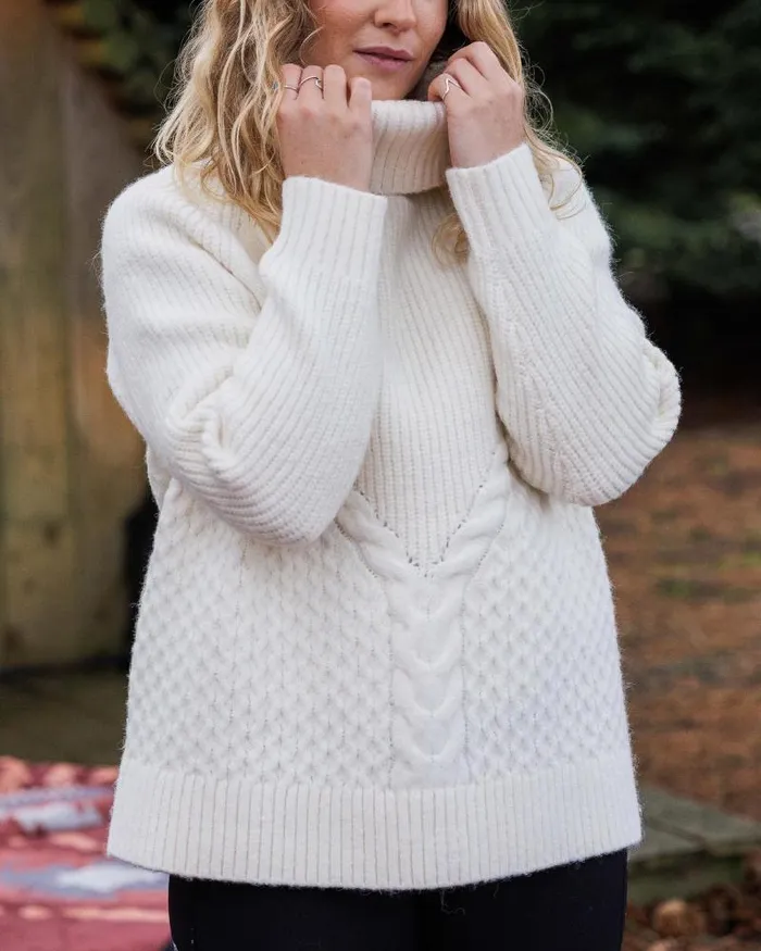 Passenger Tops Snuggle Recycled Knitted Polo Neck Off White Off White 8211 Women