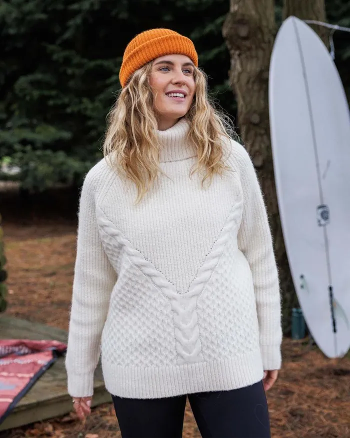 Passenger Tops Snuggle Recycled Knitted Polo Neck Off White Off White 8211 Women