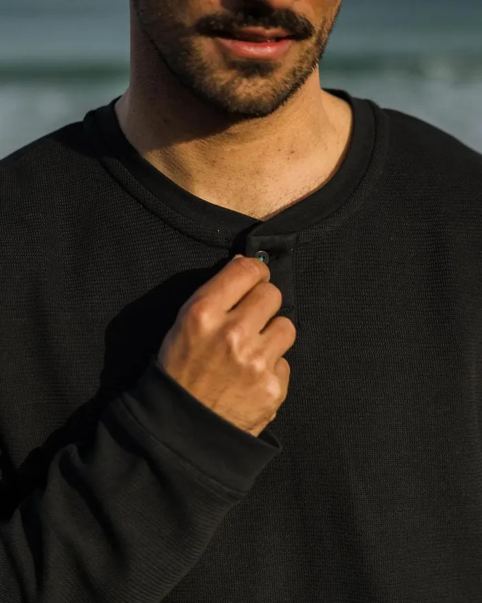 Passenger Tops Stream Button Up Henley Black Black 8211 Men