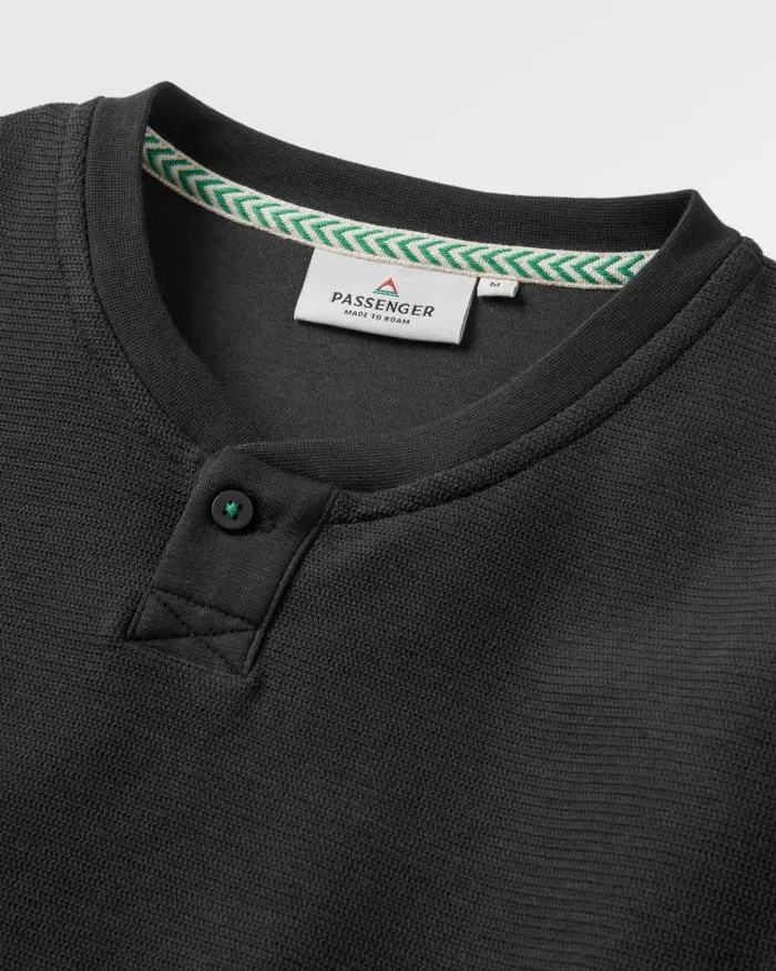 Passenger Tops Stream Button Up Henley Black Black 8211 Men