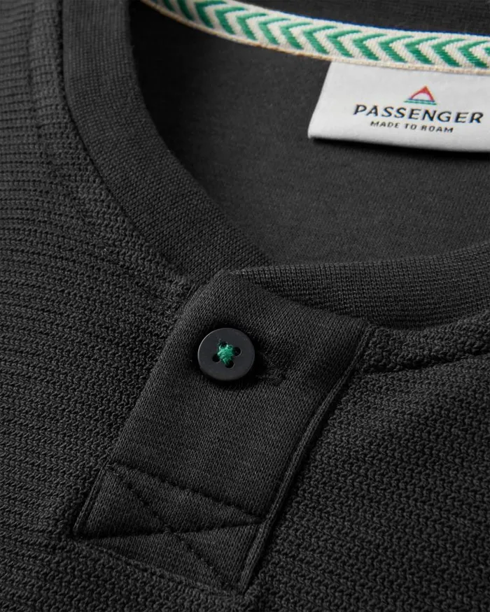 Passenger Tops Stream Button Up Henley Black Black 8211 Men