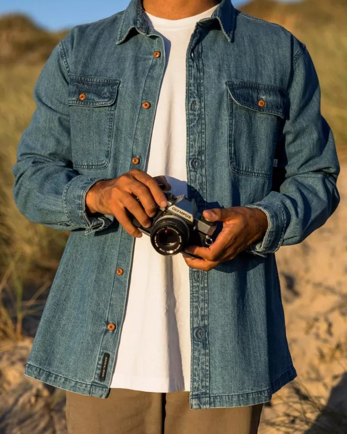 Passenger Tops Vision Denim Shirt Denim Blue Denim Blue 8211 Men