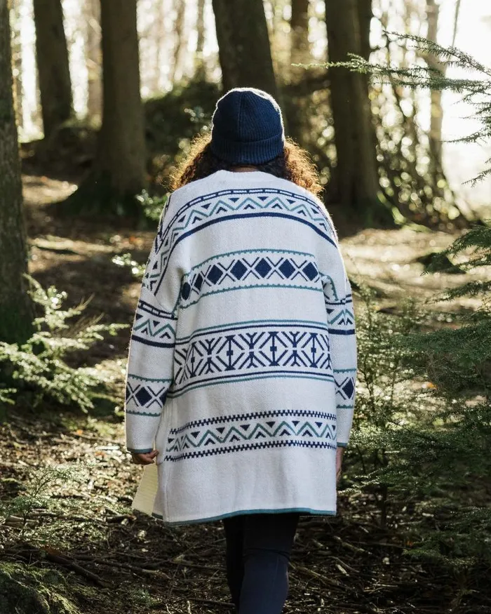 Passenger Tops Whimsical Recycled Knit Cardigan Homespun Stripe Off White Homespun Stripe Off White 8211 Women