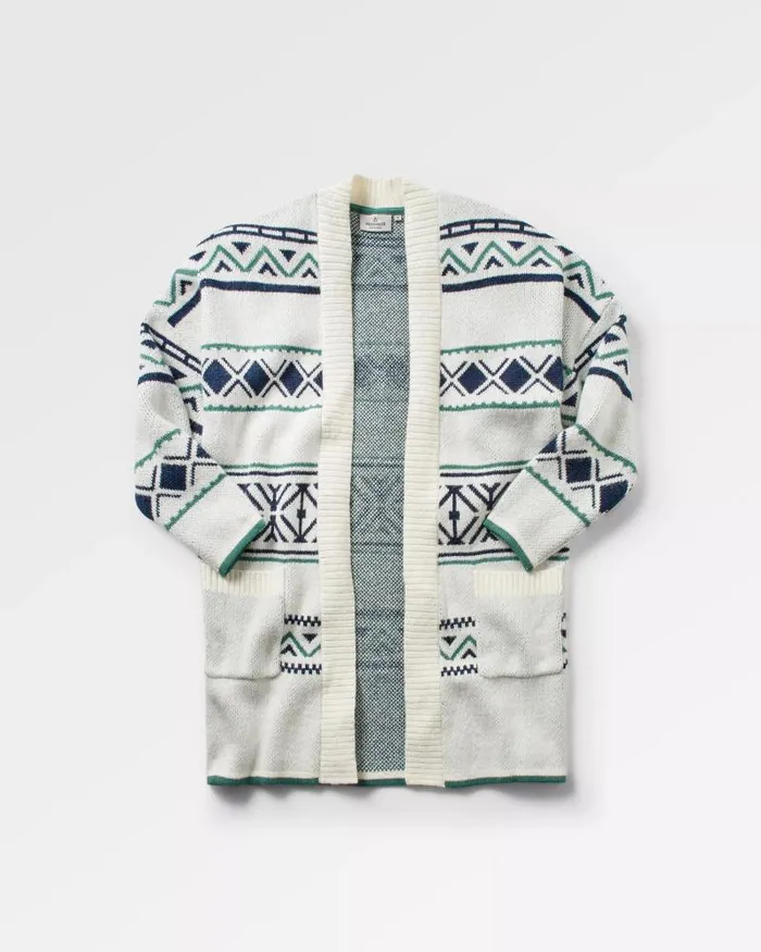 Passenger Tops Whimsical Recycled Knit Cardigan Homespun Stripe Off White Homespun Stripe Off White 8211 Women