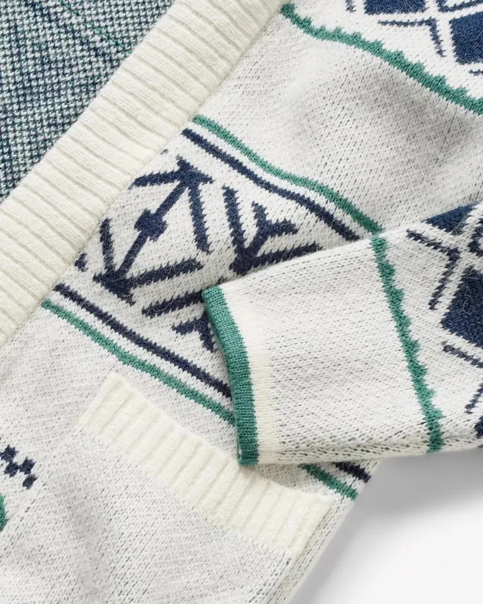Passenger Tops Whimsical Recycled Knit Cardigan Homespun Stripe Off White Homespun Stripe Off White 8211 Women