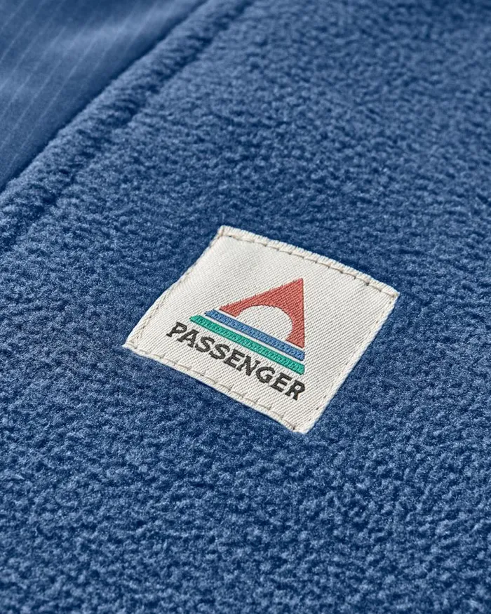 Passenger Tops Woodland Hooded 12 Zip Recycled Polar Fleece Dark DenimOatmeal Dark Denimoatmeal 8211 Men