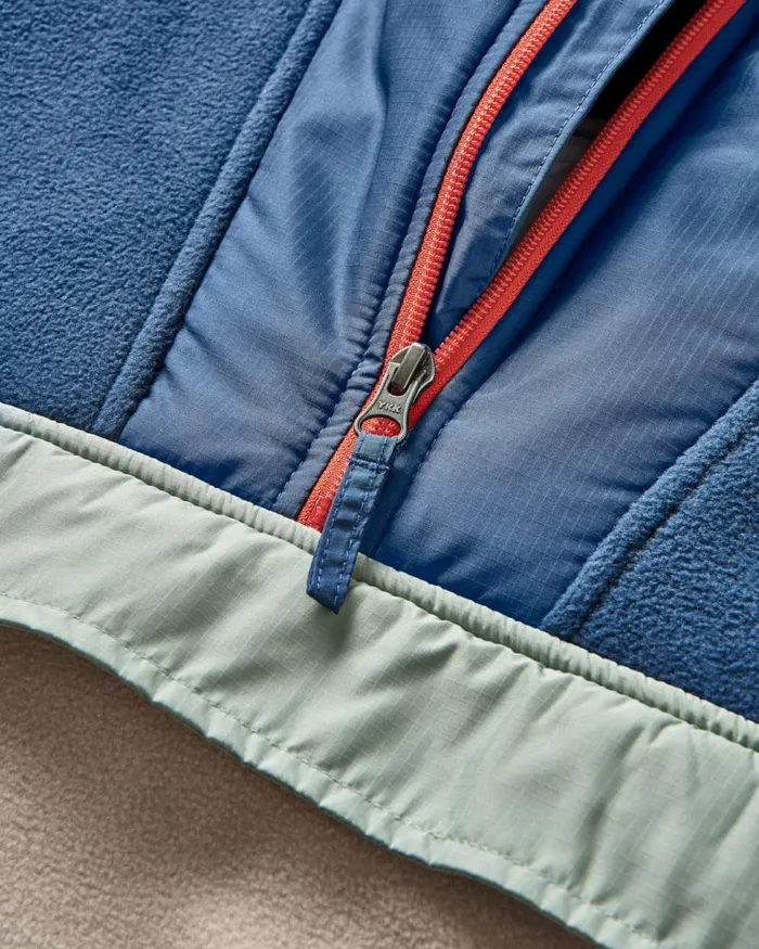 Passenger Tops Woodland Hooded 12 Zip Recycled Polar Fleece Dark DenimOatmeal Dark Denimoatmeal 8211 Men