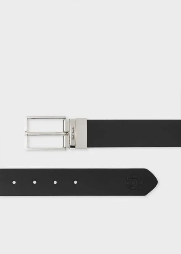 Paul Smith Belts Paul Smith and Manchester United 8211 CuttoFit Reversible Leather Belt Black 8211 Mens