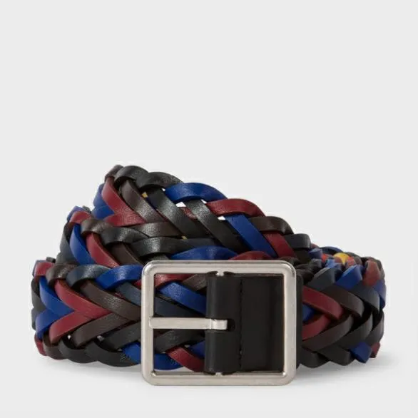 Paul Smith Belts Reversible Plaited Leather Belt Multicolour 8211 Mens