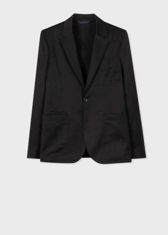 Paul Smith Blazers Black Herringbone Cotton Blazer Black 8211 Mens