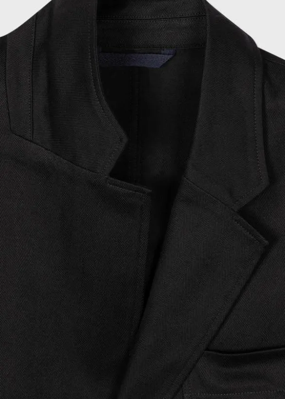 Paul Smith Blazers Black Herringbone Cotton Blazer Black 8211 Mens