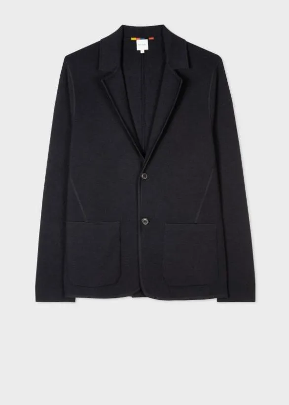 Paul Smith Blazers Knitted Wool Cardigan Blazer Navy 8211 Mens