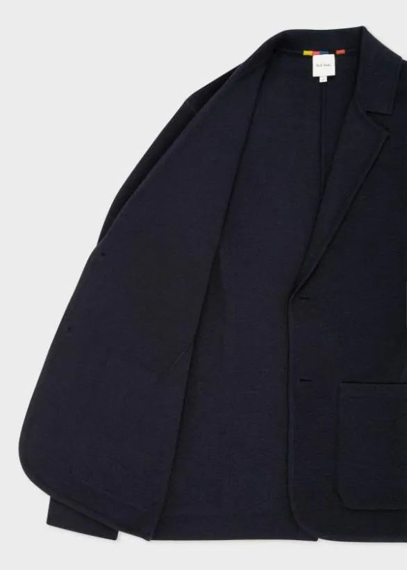 Paul Smith Blazers Knitted Wool Cardigan Blazer Navy 8211 Mens