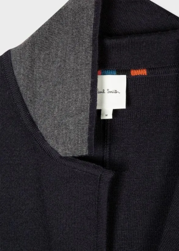 Paul Smith Blazers Knitted Wool Cardigan Blazer Navy 8211 Mens