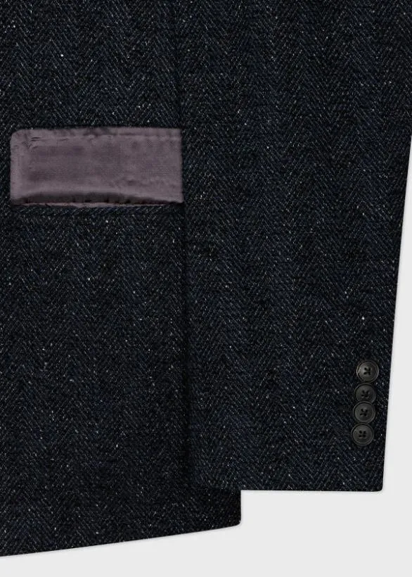 Paul Smith Blazers SilkCashmere Herringbone Blazer Dark Navy 8211 Mens
