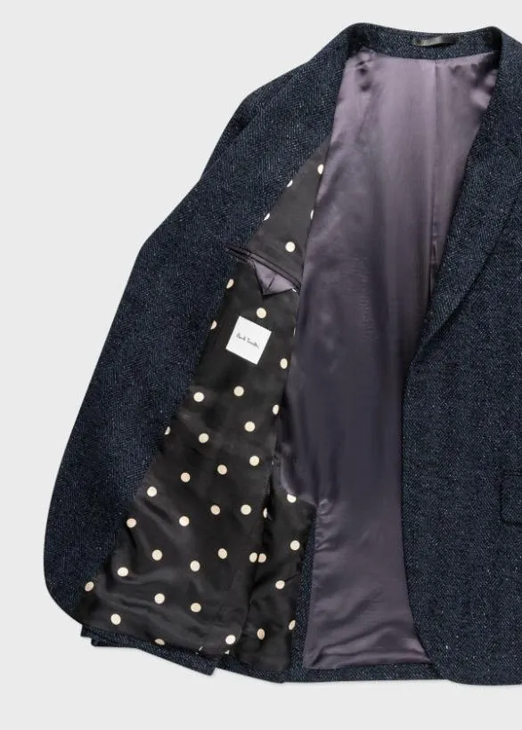 Paul Smith Blazers SilkCashmere Herringbone Blazer Dark Navy 8211 Mens