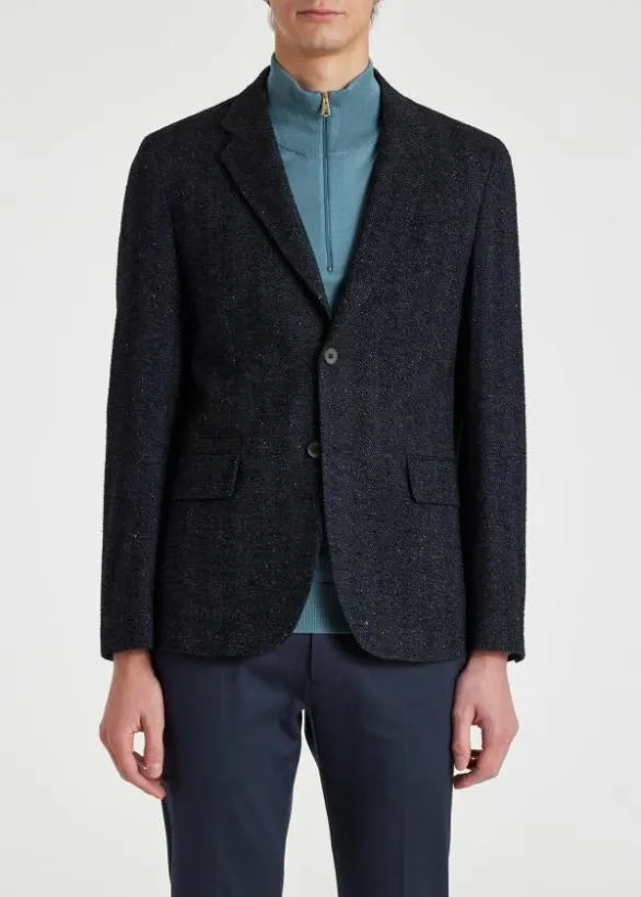 Paul Smith Blazers SilkCashmere Herringbone Blazer Dark Navy 8211 Mens