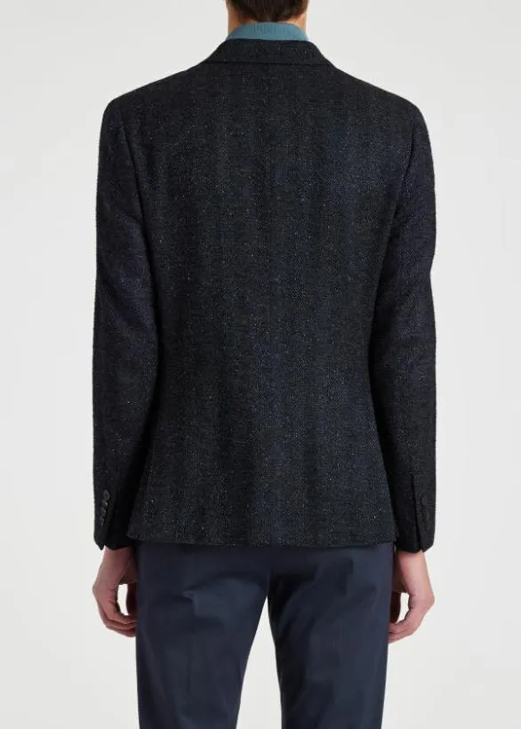 Paul Smith Blazers SilkCashmere Herringbone Blazer Dark Navy 8211 Mens
