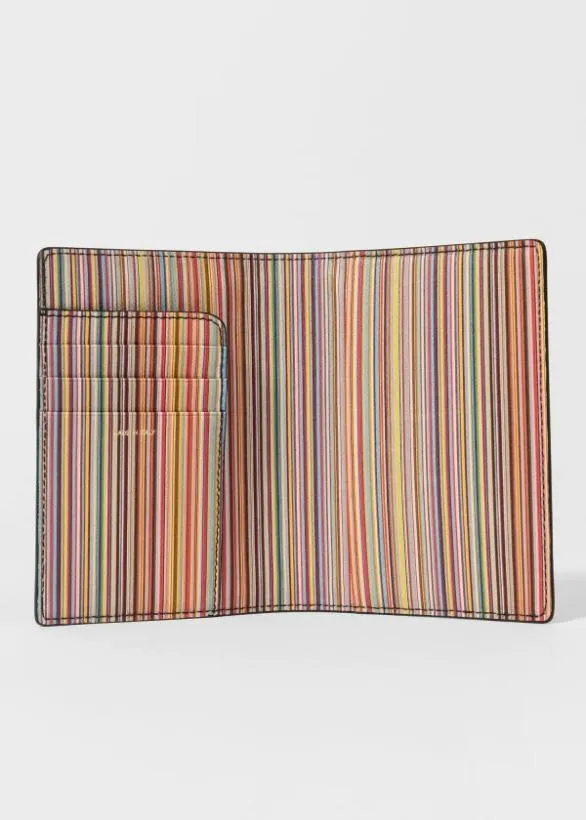Paul Smith Cases and Covers 039Signature Stripe039 Leather Passport Cover Black 8211 Mens