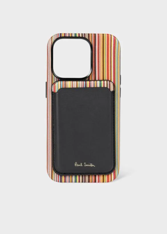 Paul Smith Cases and Covers IPhone 15 Pro MagSafe Leather Credit Card Case Black 8211 Mens
