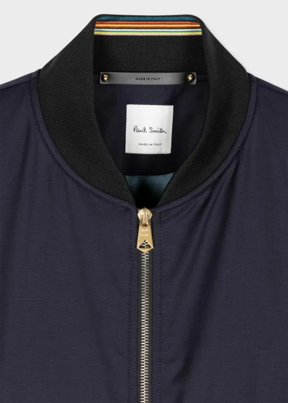 Paul Smith Coats and Jackets 039Storm System039 Wool Bomber Jacket Dark Navy 8211 Mens
