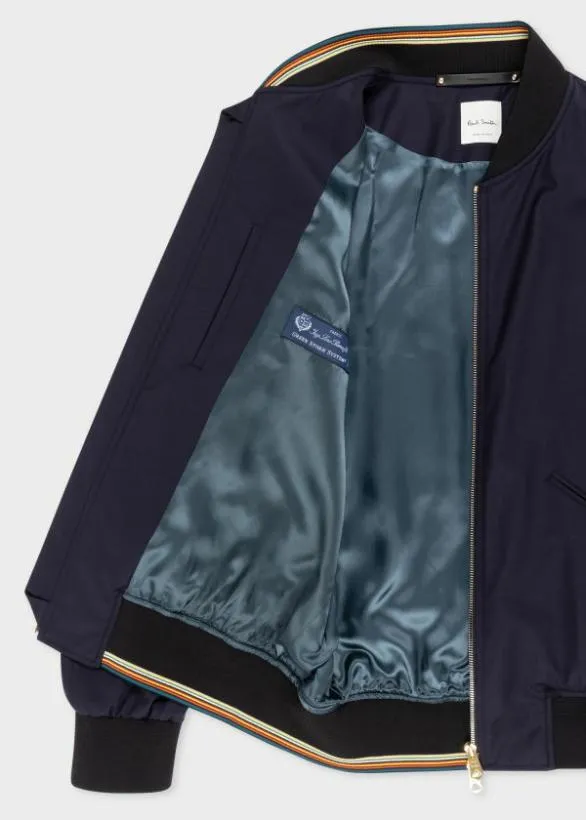 Paul Smith Coats and Jackets 039Storm System039 Wool Bomber Jacket Dark Navy 8211 Mens