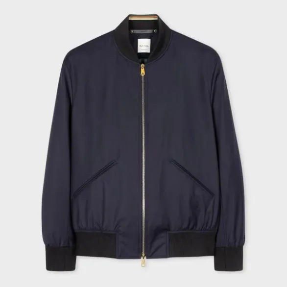 Paul Smith Coats and Jackets 039Storm System039 Wool Bomber Jacket Dark Navy 8211 Mens