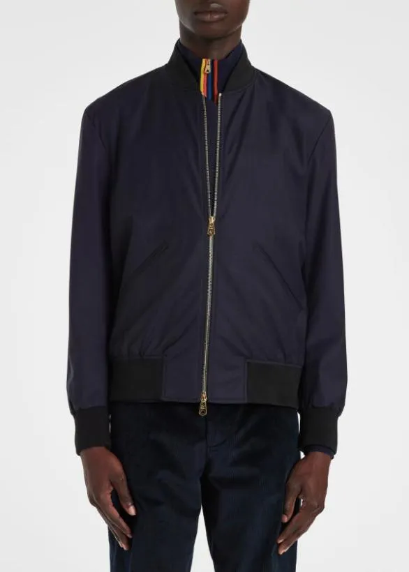Paul Smith Coats and Jackets 039Storm System039 Wool Bomber Jacket Dark Navy 8211 Mens