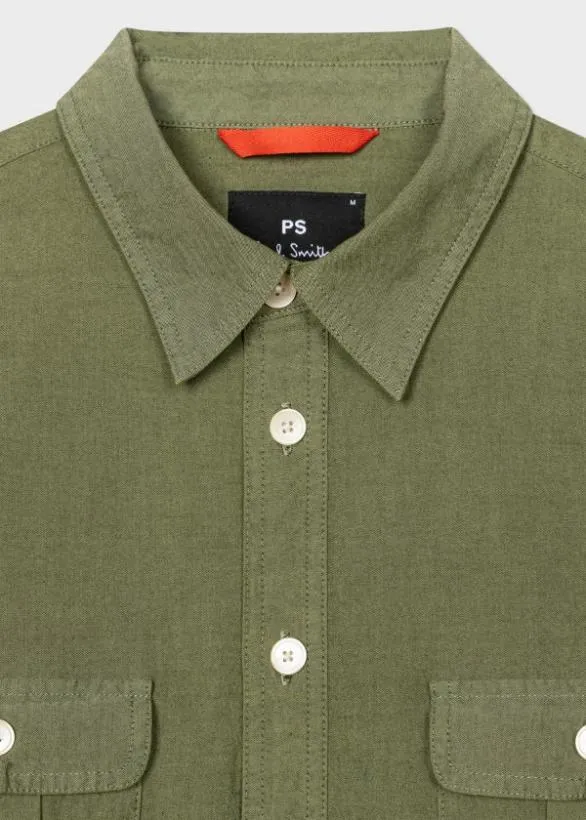 Paul Smith Coats and Jackets CottonBlend Shirt Jacket Khaki 8211 Mens