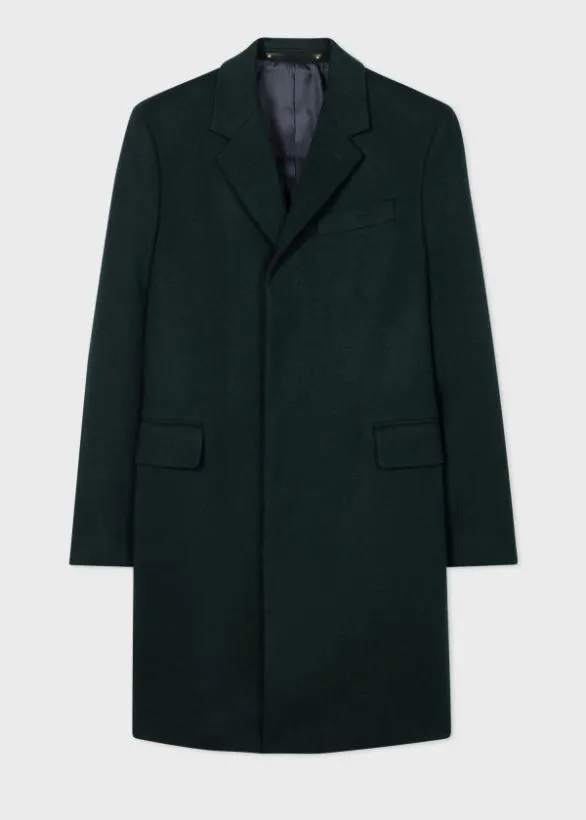 Paul Smith Coats and Jackets WoolCashmere Overcoat Dark Green 8211 Mens