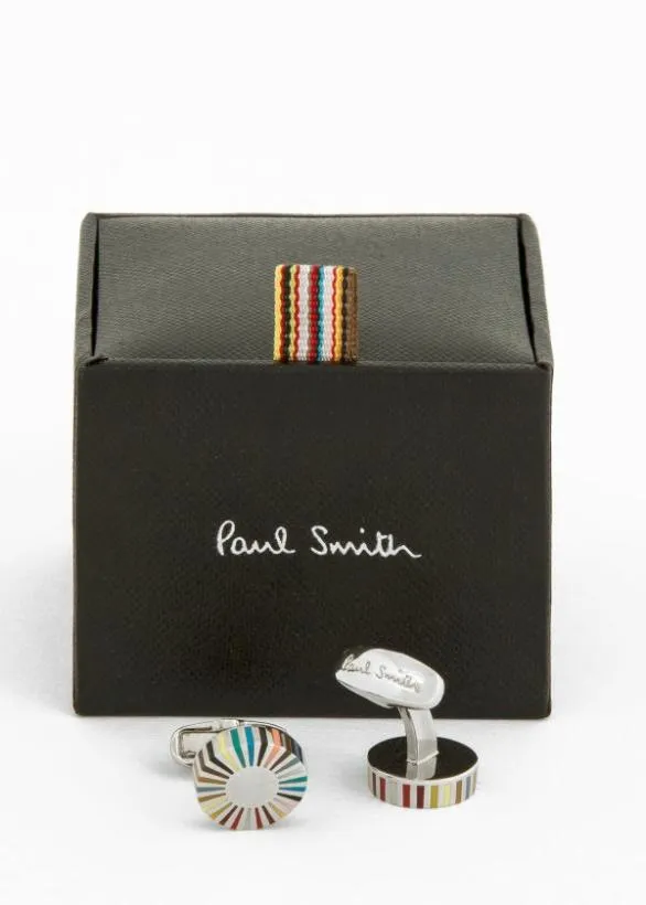 Paul Smith Cufflinks 039Artist Stripe039 Edge Circular Cufflinks Multicolour 8211 Mens