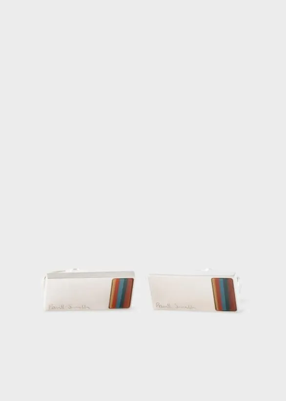 Paul Smith Cufflinks 039Bright Stripe039 Cufflinks Silver 8211 Mens