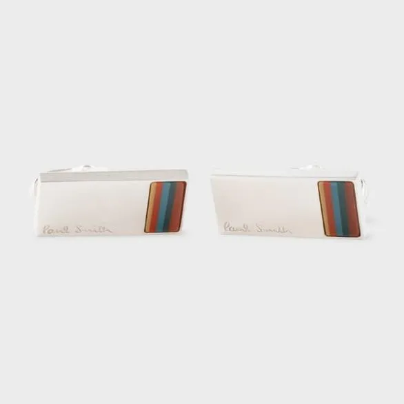 Paul Smith Cufflinks 039Bright Stripe039 Cufflinks Silver 8211 Mens