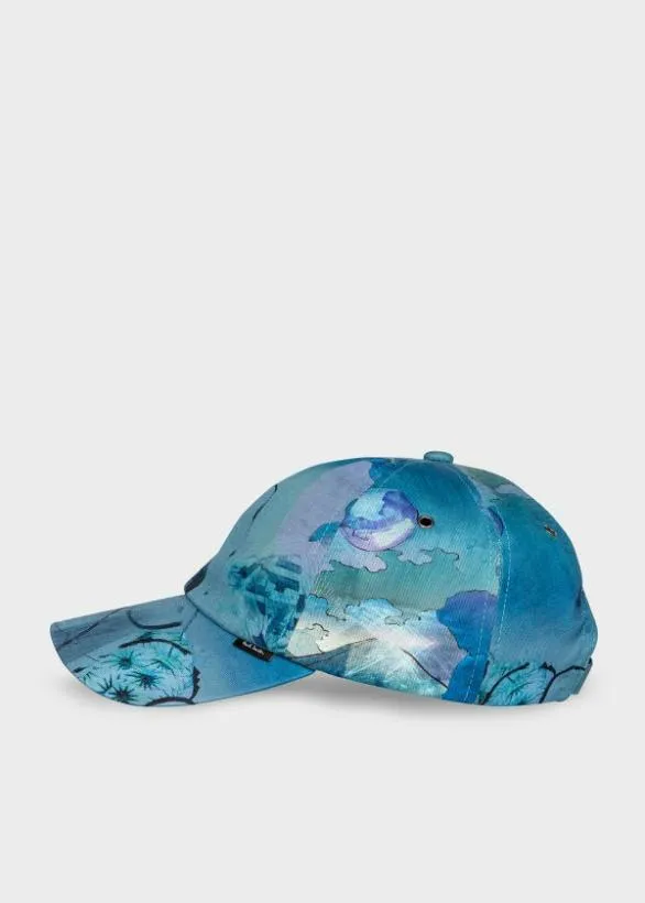 Paul Smith Hats and Gloves 039Narcissus039 Cotton Cap Blue 8211 Mens