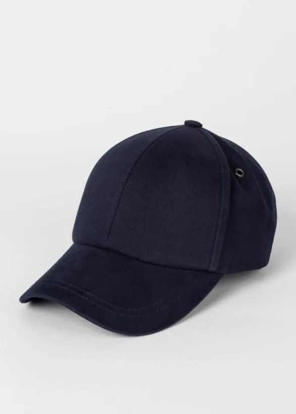 Paul Smith Hats and Gloves 039Signature Stripe039 Trim Cotton Baseball Cap Navy 8211 Mens