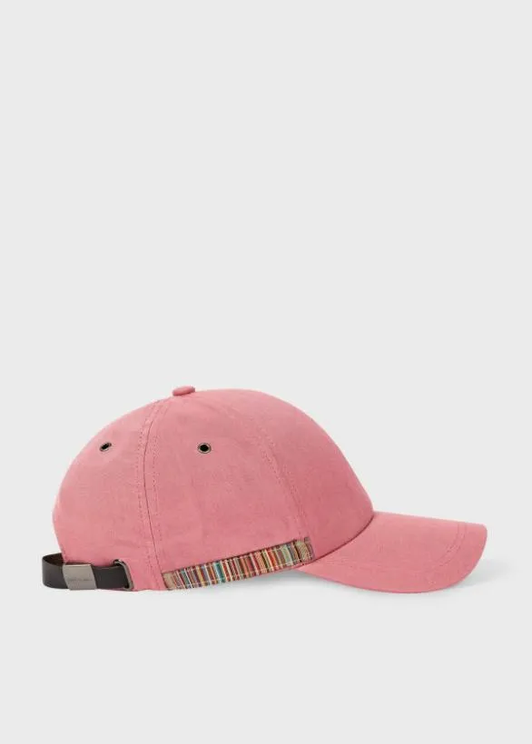 Paul Smith Hats and Gloves Linen Signature Stripe Trim Cap Pink 8211 Mens