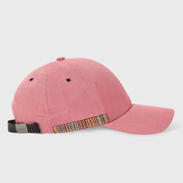 Paul Smith Hats and Gloves Linen Signature Stripe Trim Cap Pink 8211 Mens