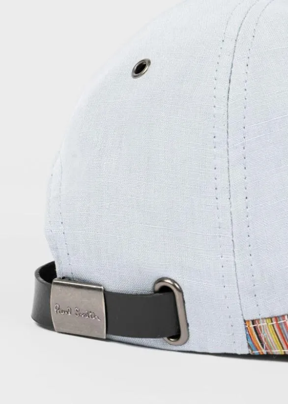 Paul Smith Hats and Gloves Linen Signature Stripe Trim Cap Sky Blue 8211 Mens