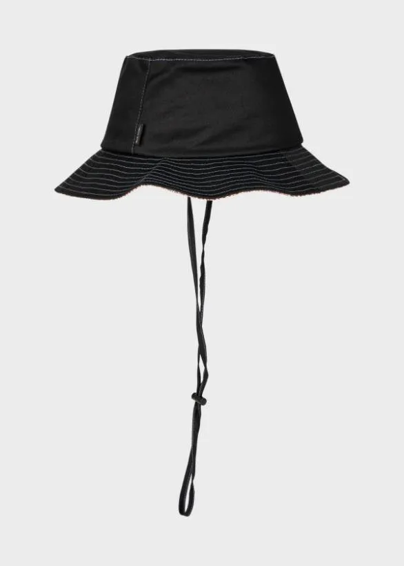 Paul Smith Hats and Gloves Stripe Trim Bucket Hat Black 8211 Mens