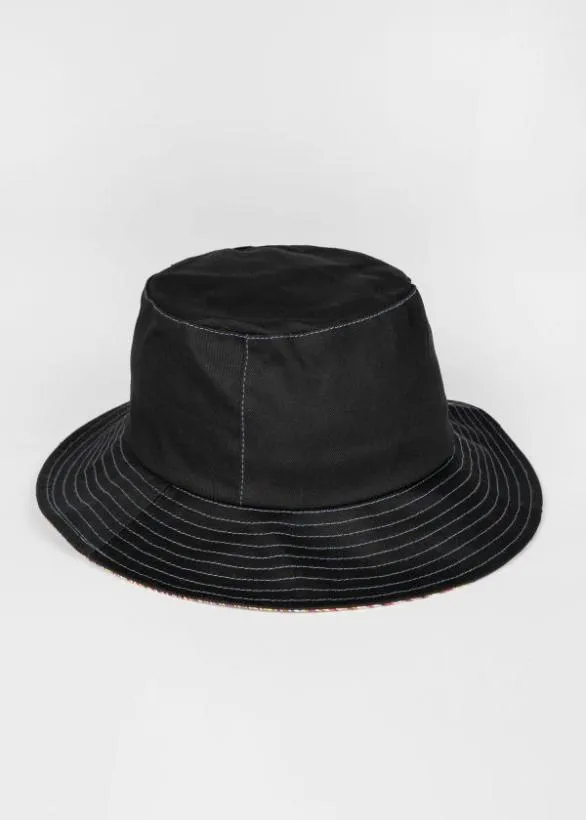 Paul Smith Hats and Gloves Stripe Trim Bucket Hat Black 8211 Mens