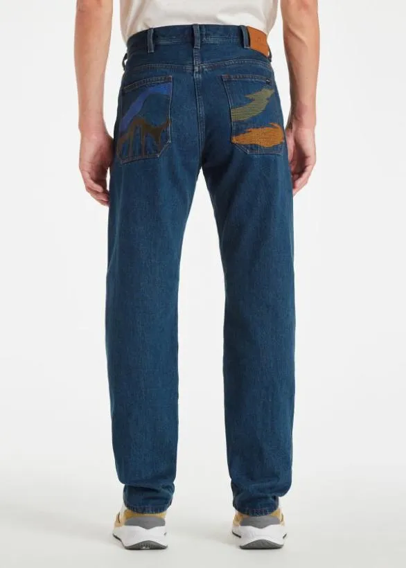 Paul Smith Jeans DarkWash 039Plains039 Embroidered Jeans Dark Blue Wash 8211 Mens