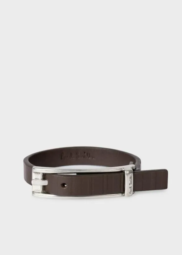 Paul Smith Jewellery and Keyrings Leather 039Shadow Stripe039 Bracelet Brown 8211 Mens