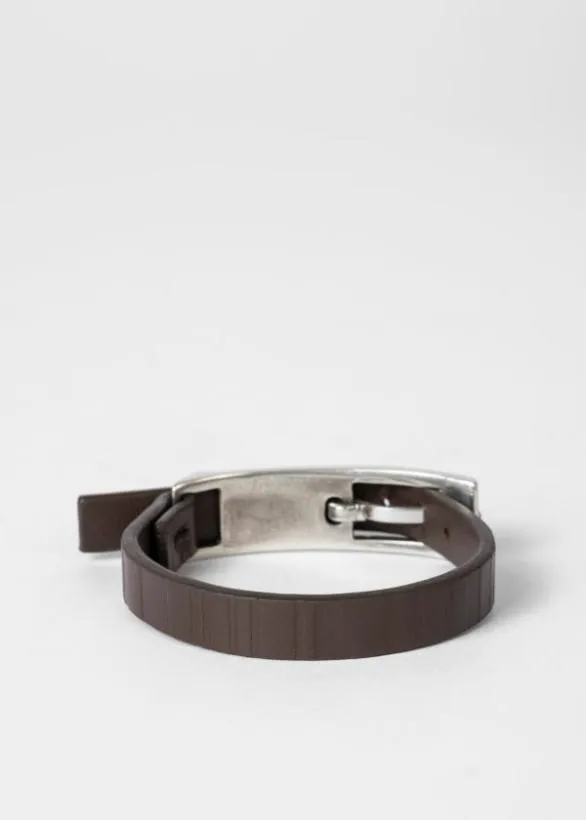 Paul Smith Jewellery and Keyrings Leather 039Shadow Stripe039 Bracelet Brown 8211 Mens