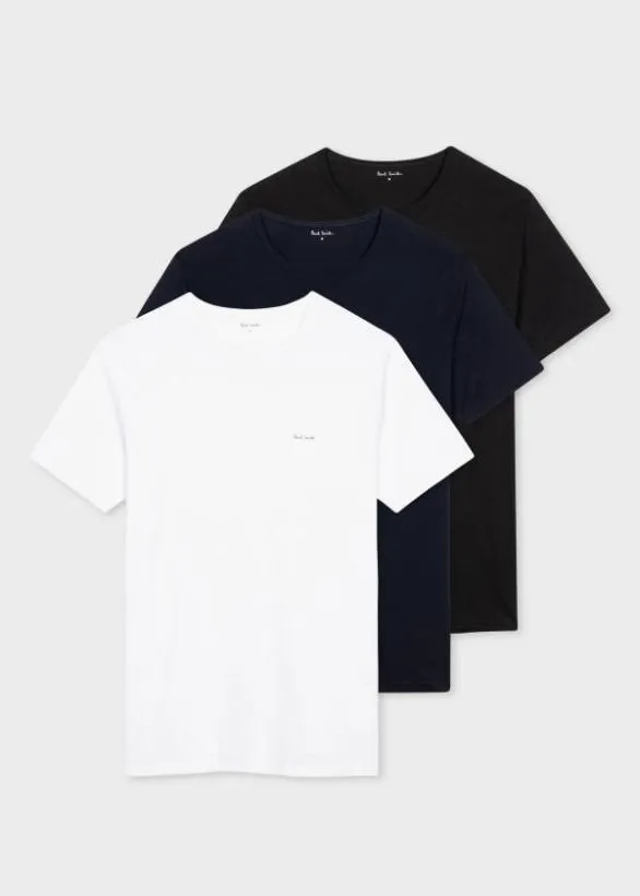 Paul Smith Loungewear Organic Cotton Logo Lounge TShirts Three Pack Multicolour 8211 Mens