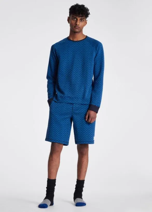 Paul Smith Loungewear Zig Zag Jersey Lounge Shorts Blue 8211 Mens