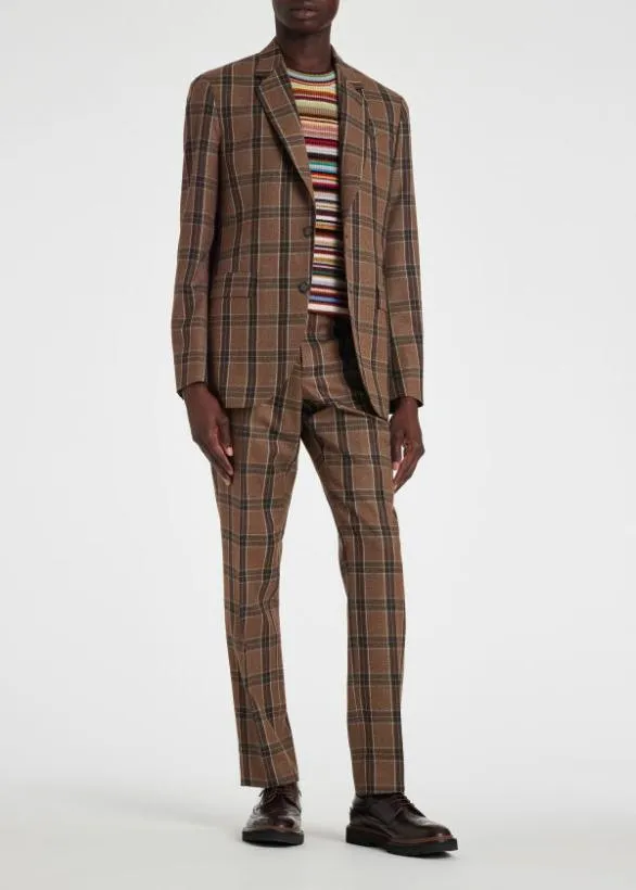 Paul Smith Pants Buffalo Check Wool Pants Brown 8211 Mens