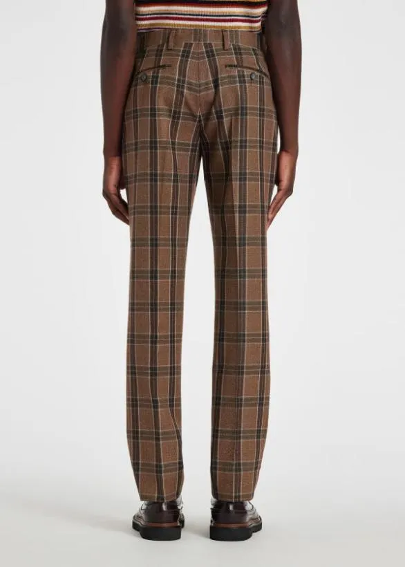Paul Smith Pants Buffalo Check Wool Pants Brown 8211 Mens
