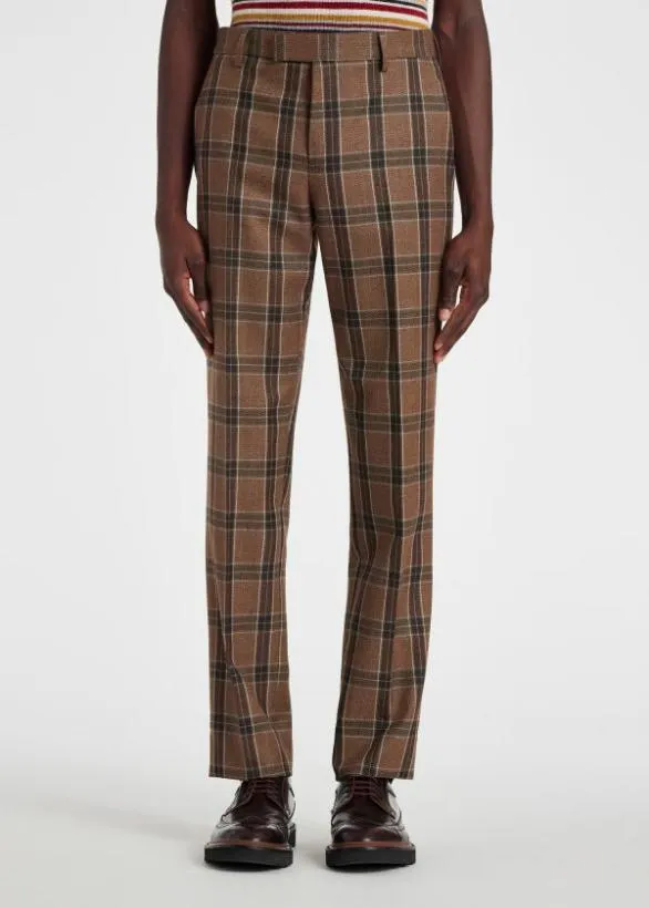 Paul Smith Pants Buffalo Check Wool Pants Brown 8211 Mens